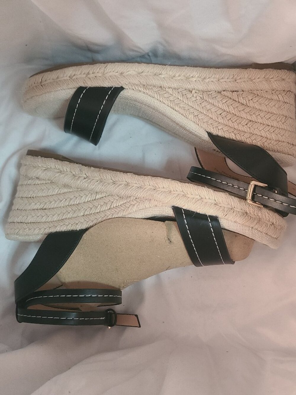 Cushionaire espadrille wedges blk 9
